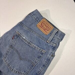 Levi's Women '94 Baggy Destructed Wide Leg Mid Rise Zip Fly Jeans 29x31 Blue EUC